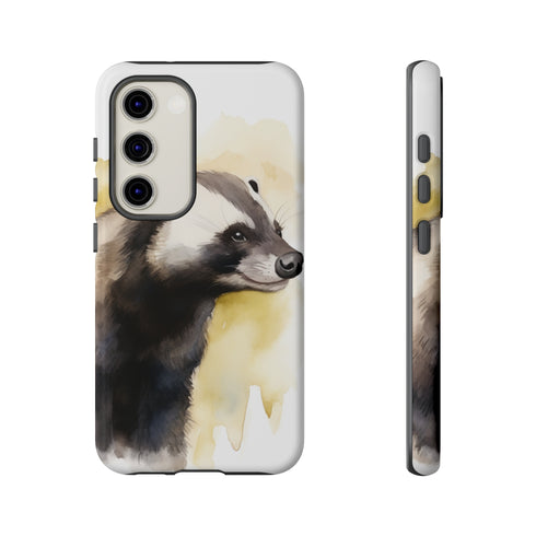 Badger on a Yellow Background - Impact Resistant Phone Case Samsung Galaxy S23 Glossy